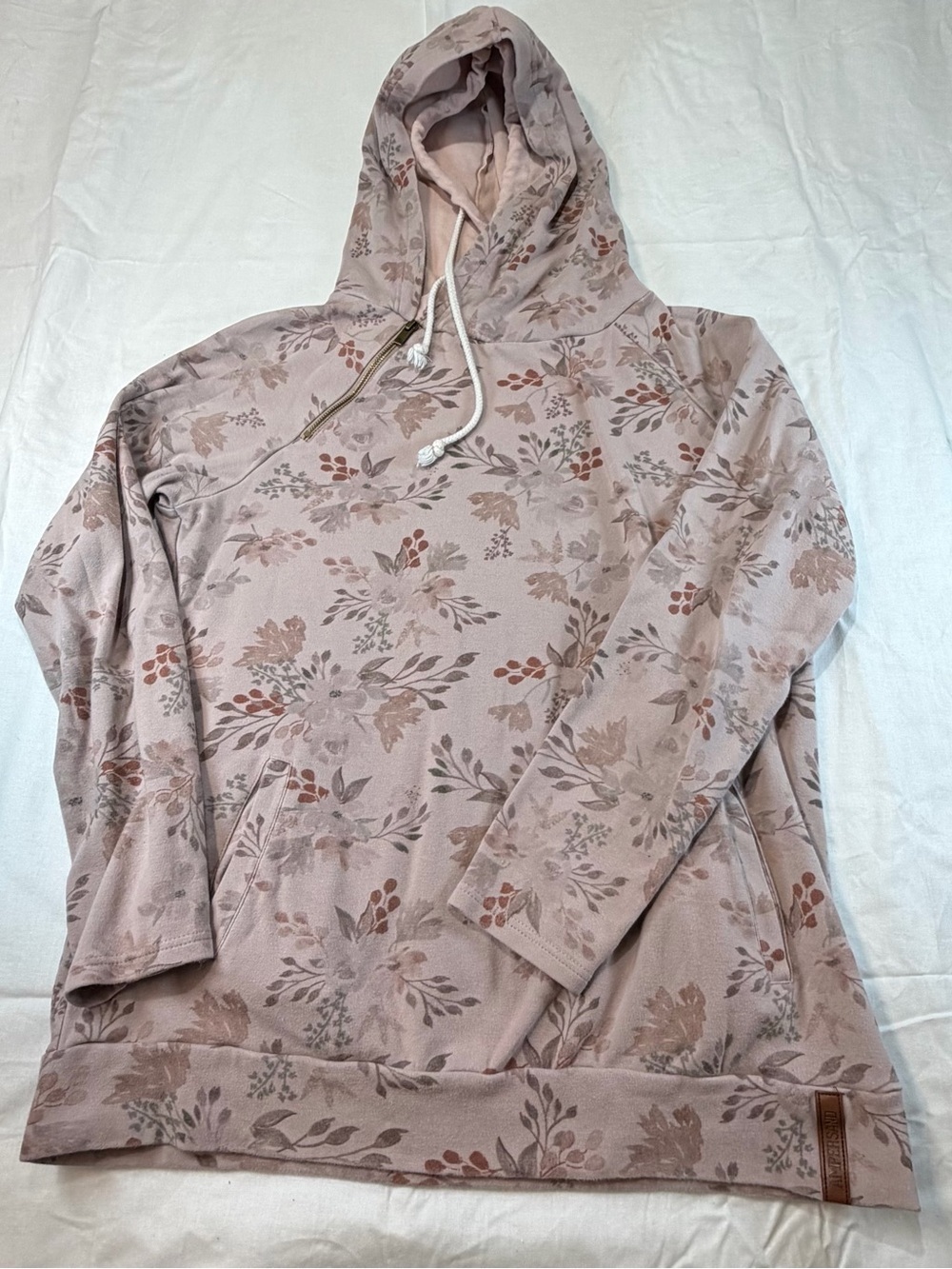 Ampersand Ave double Hood Muave Floral Hoodie